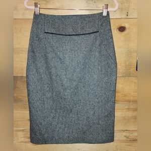 Express Gray Herringbone Pencil Skirt